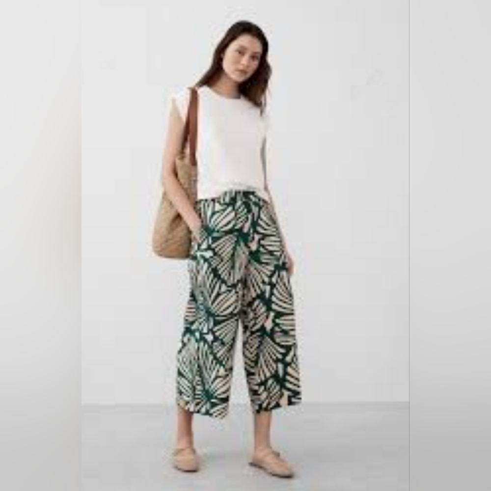 Banana Republic - Wide-Leg Linen-Blend Cropped - M